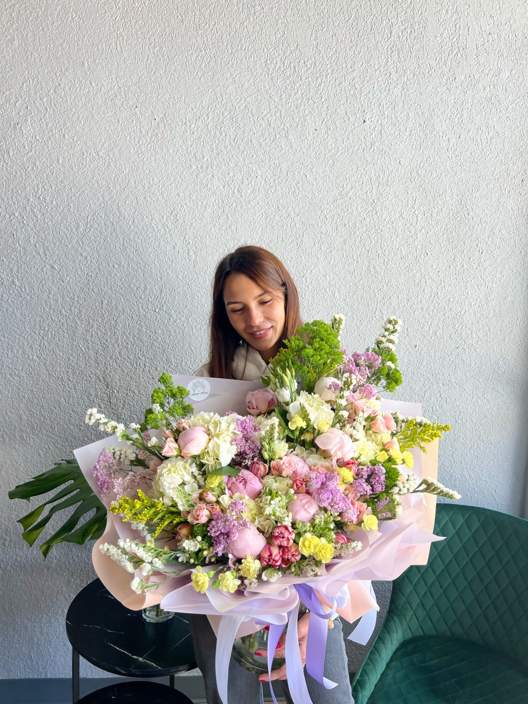 Purple Anabelle Hand Tied Flower Bouquet