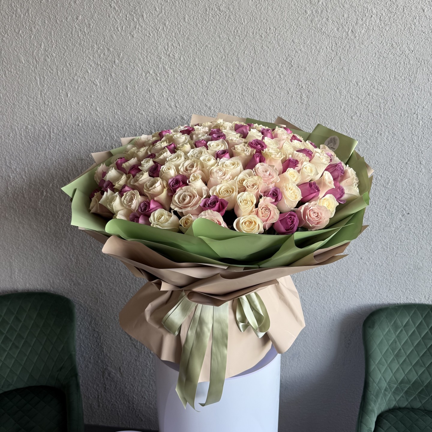 150 Assorted Roses Hand Tied Flower Bouquet