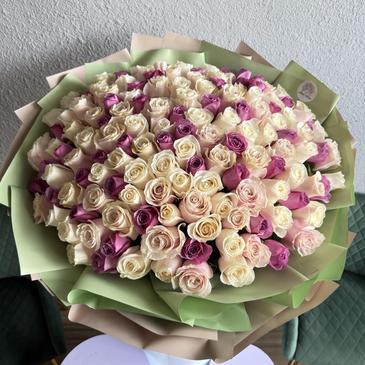 150 Assorted Roses Hand Tied Flower Bouquet