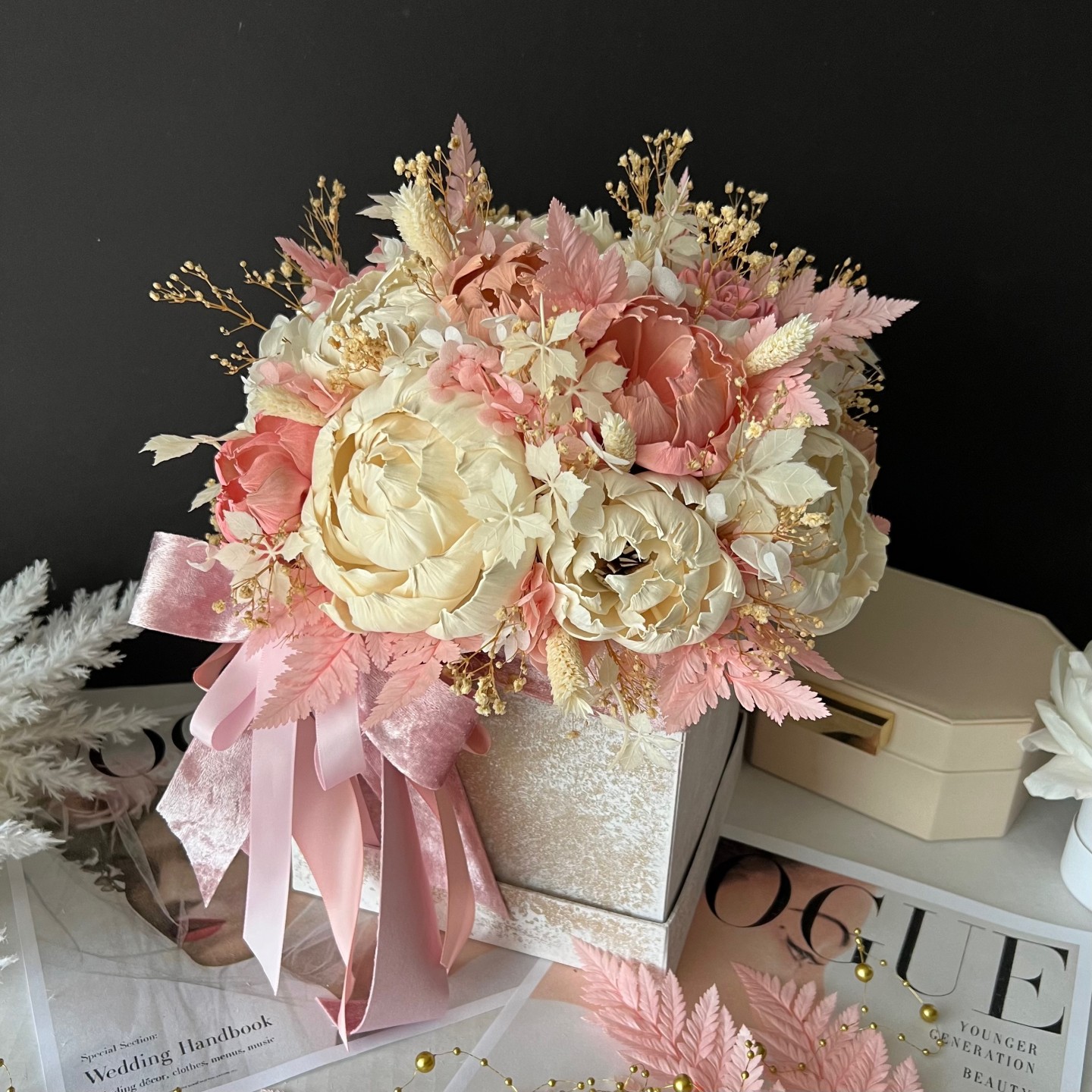 SOFIA collection sola wood peonies box SOFIA collection sola wood peonies box