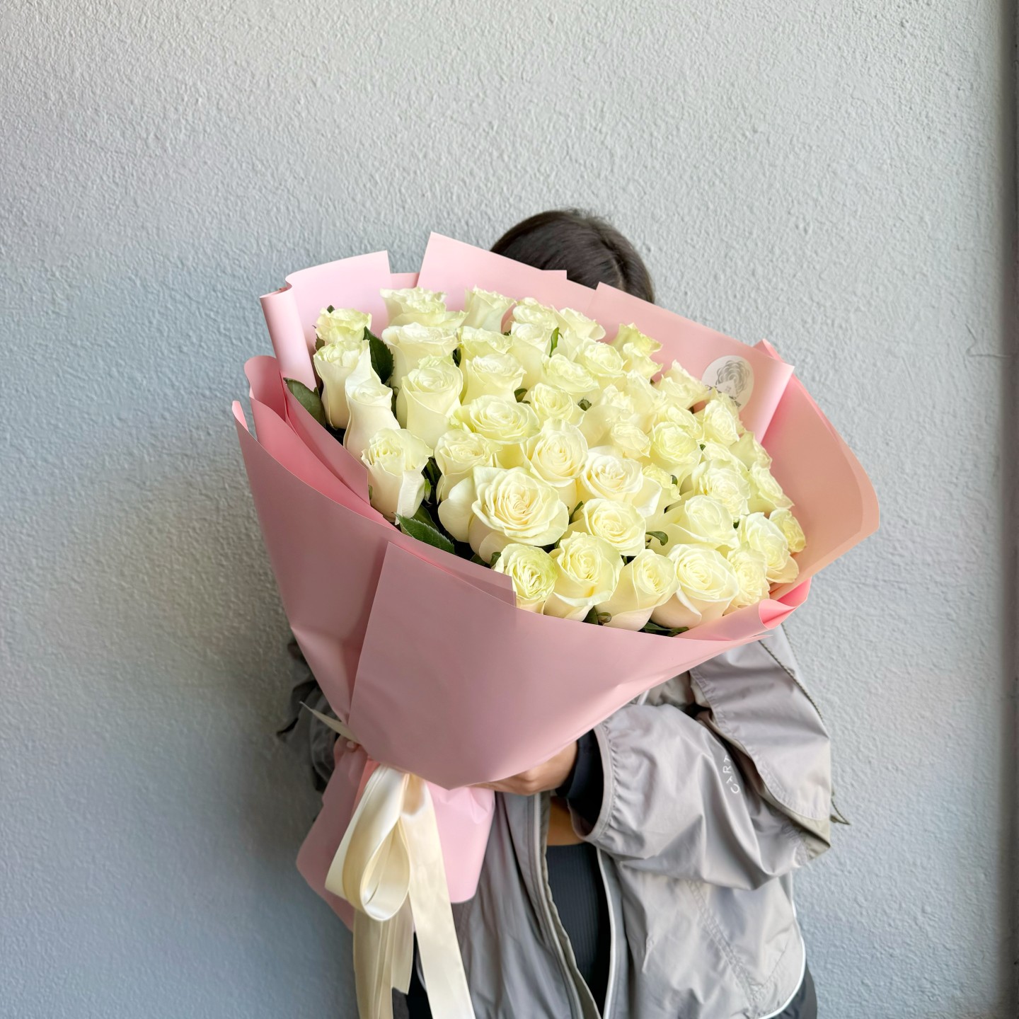 50 White Roses Bouquet