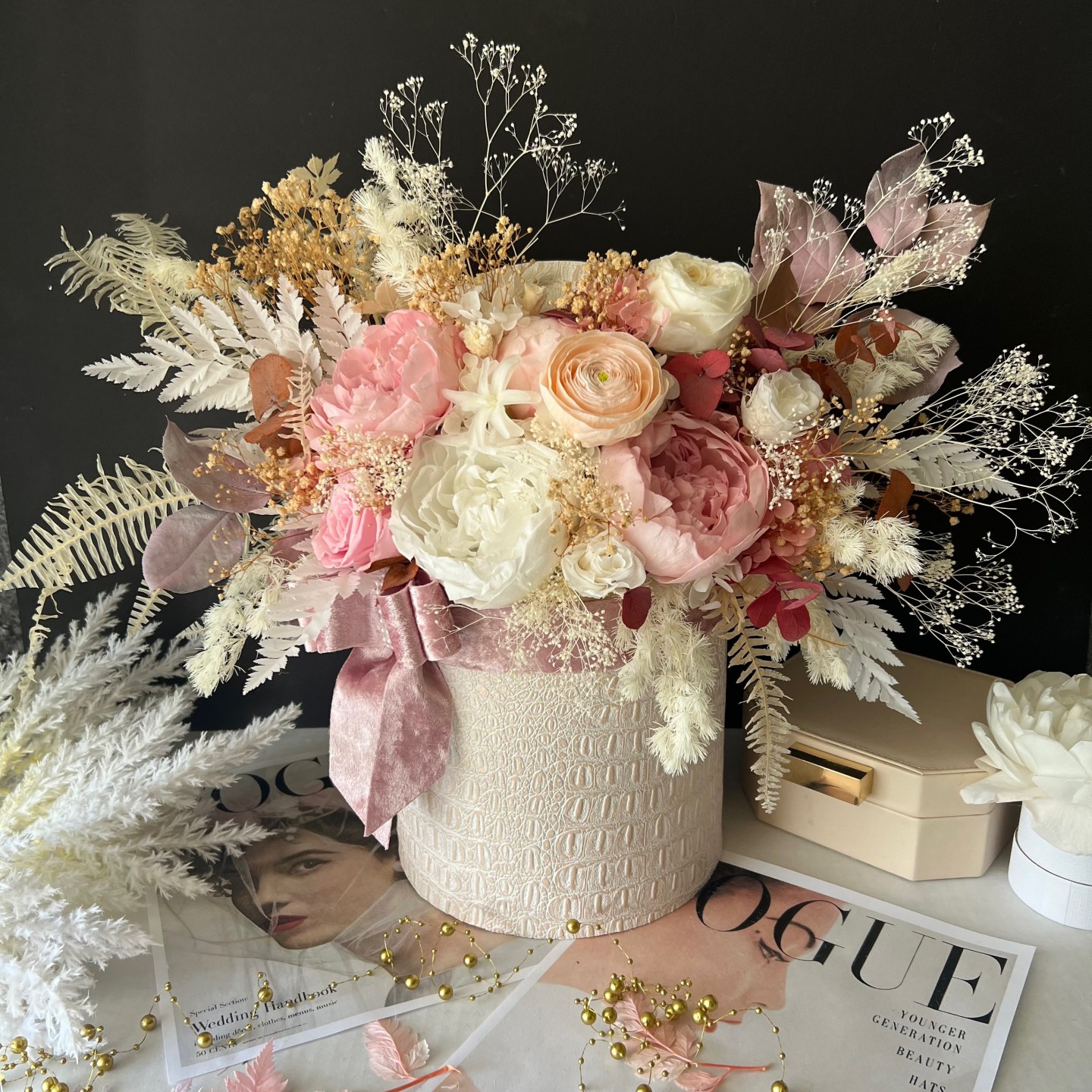 KELLY collection Large Preserved Peonies and ranunculus Box