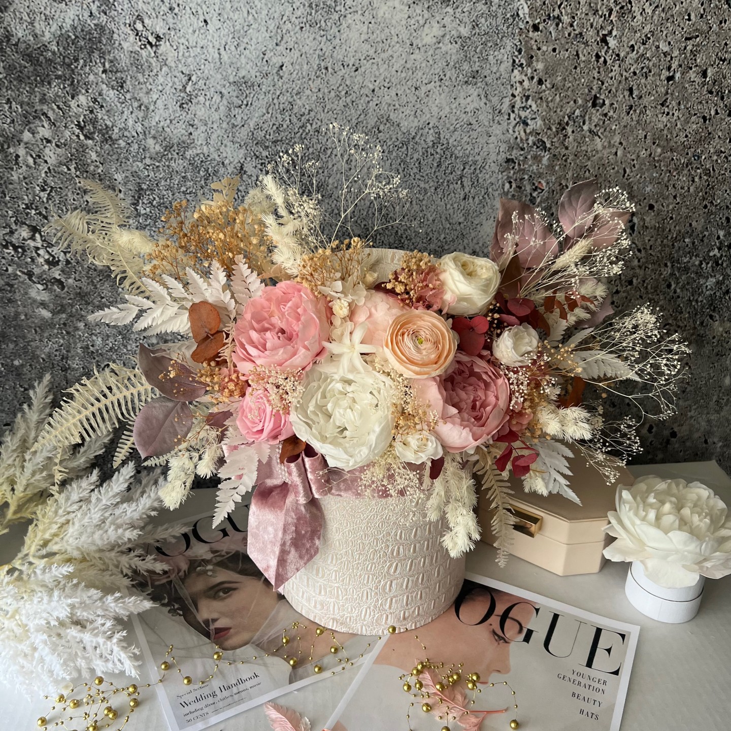 KELLY collection Large Preserved Peonies and ranunculus Box