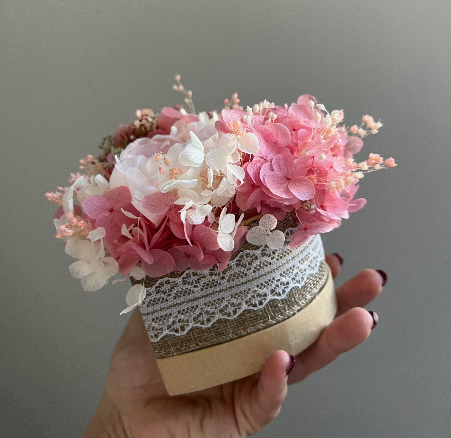 Small heart-shaped box with Preserved Peony
