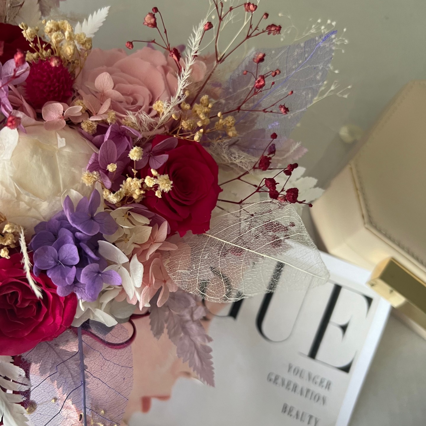 ZARA collection Preserved peonies in heart shaped box