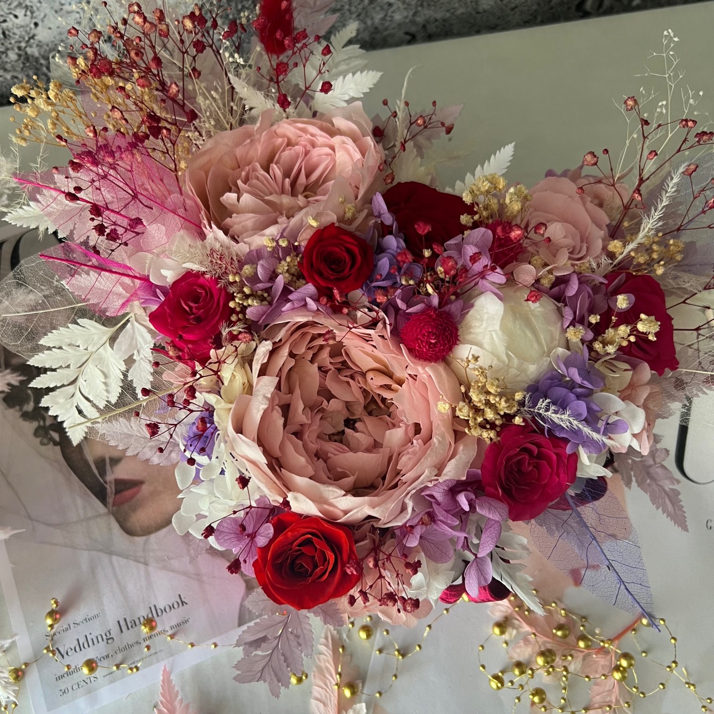 ZARA collection Preserved peonies in heart shaped box