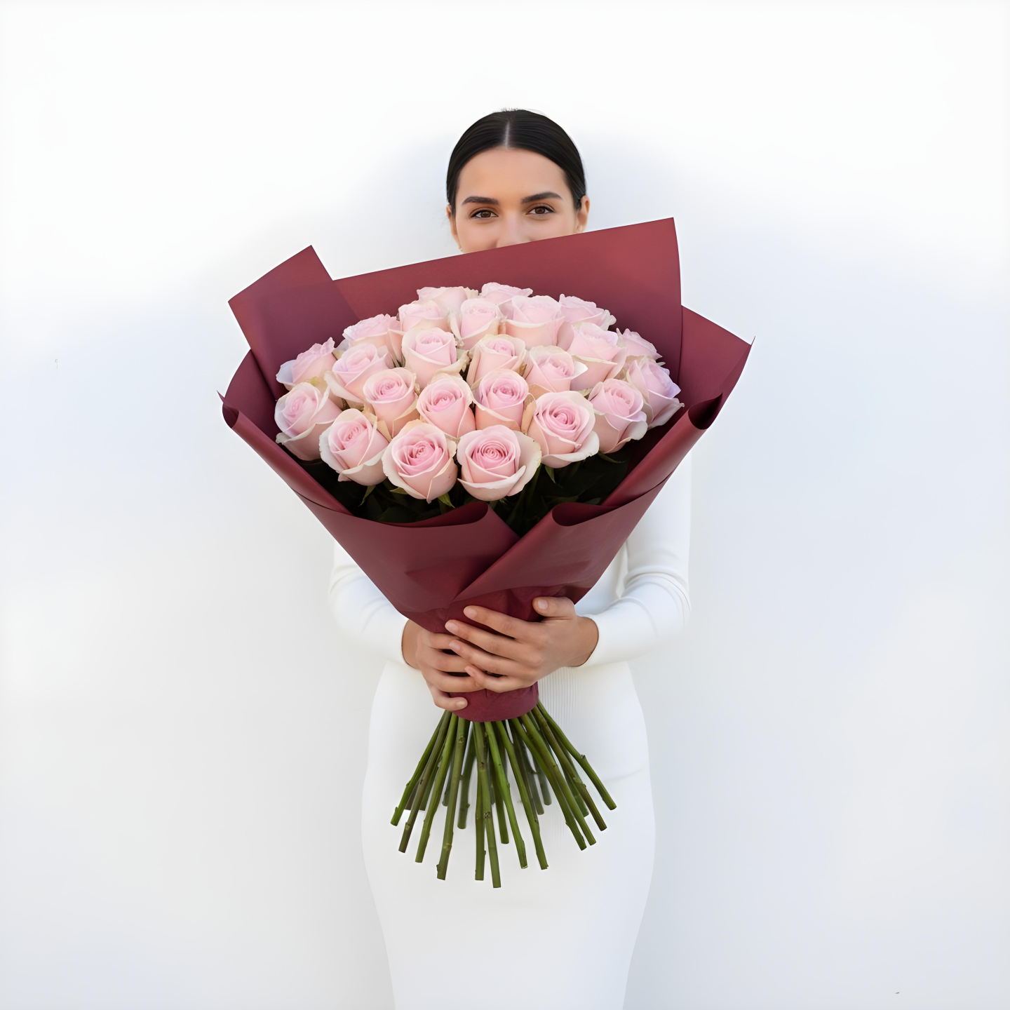 Light Pink Roses Bouquet (12–48 Stems)