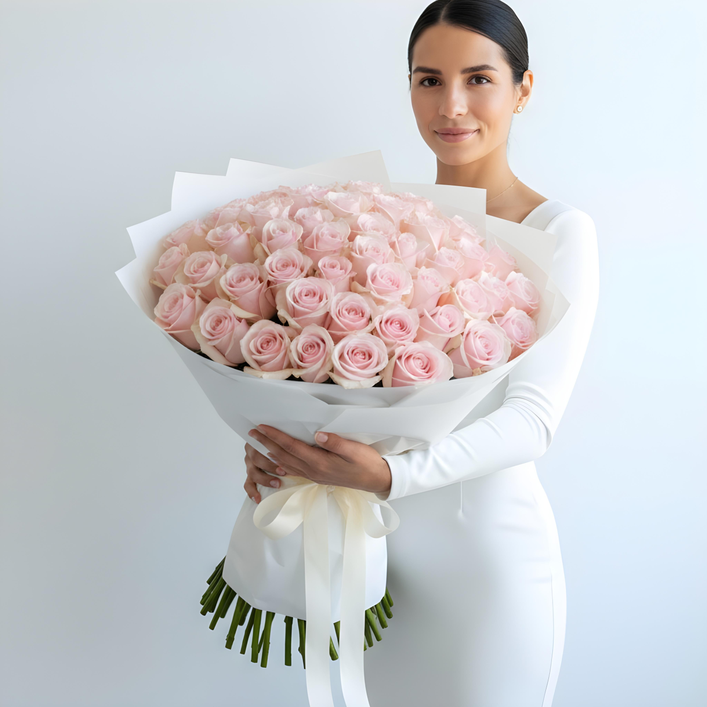 Light Pink Roses Bouquet (12–48 Stems)