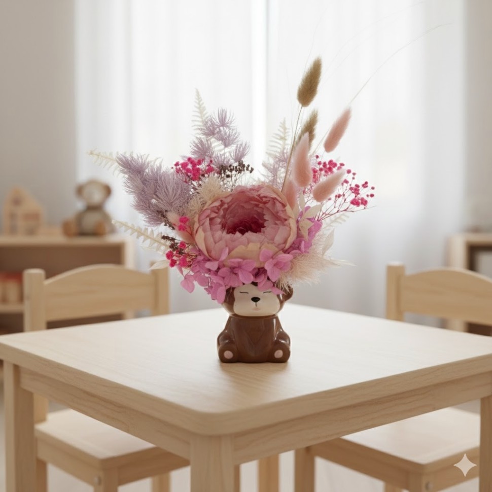 Ceramic Monkey Vase with Preserved peony Ceramic Monkey Vase with Preserved peony