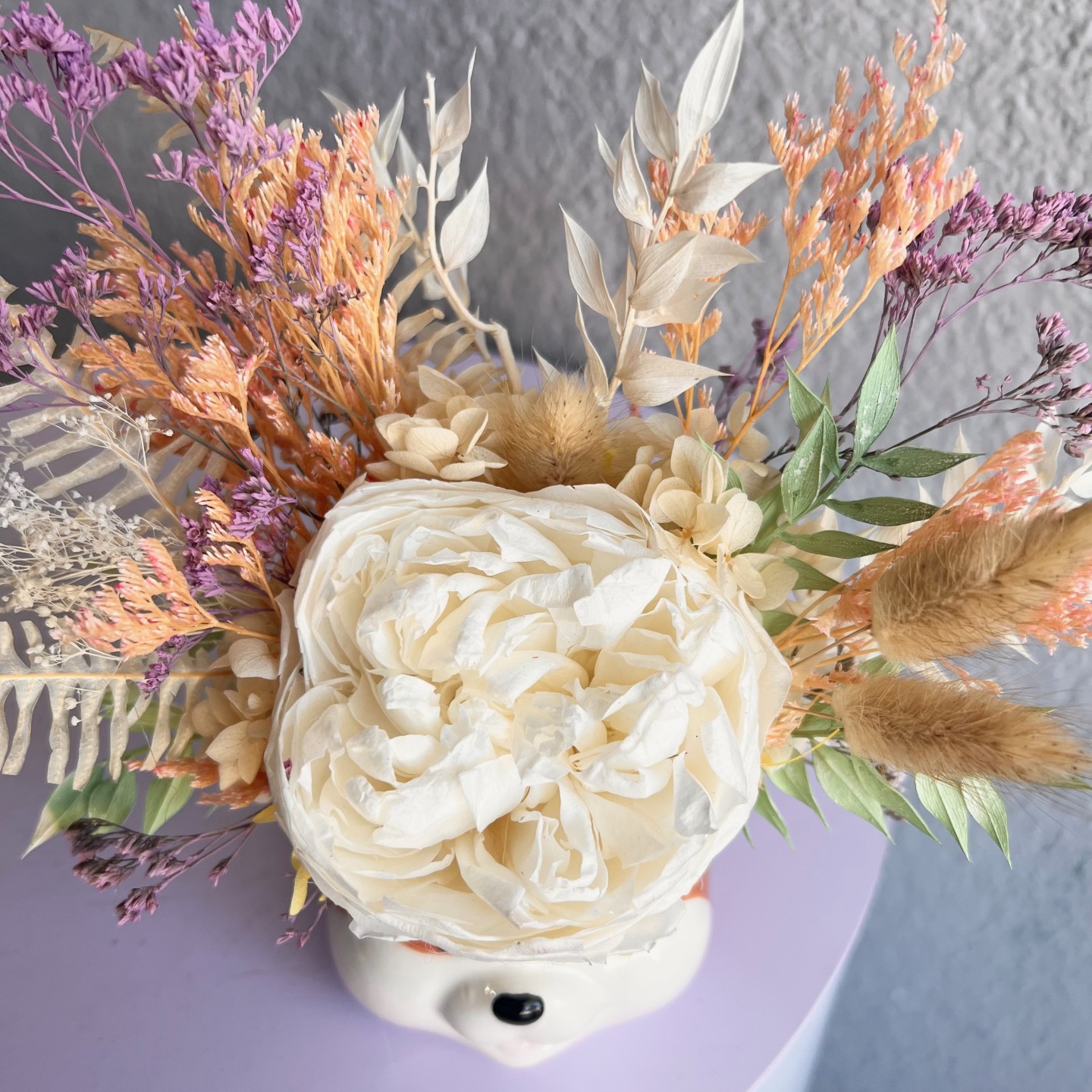 Ceramic Fox Vases with Preserved peony