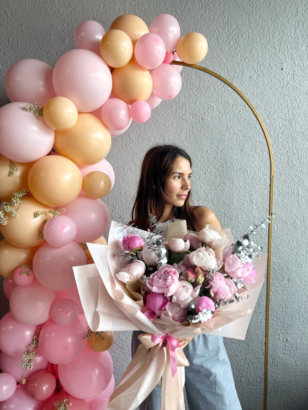 Peony Cloud Hand Tied Bouquet (Peony, Spray Roses)