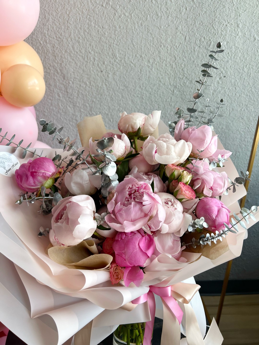 Peony Cloud Hand Tied Bouquet (Peony, Spray Roses)