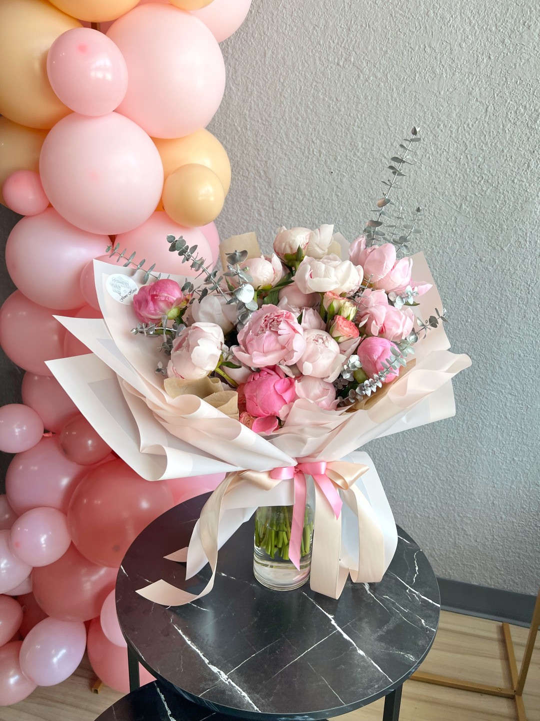 Peony Cloud Hand Tied Bouquet (Peony, Spray Roses)