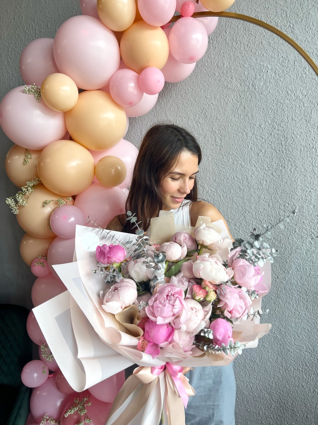 Peony Cloud Hand Tied Bouquet (Peony, Spray Roses)