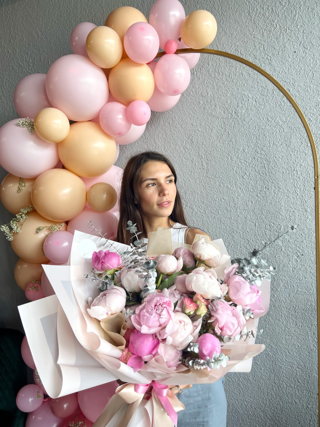 Peony Cloud Hand Tied Bouquet (Peony, Spray Roses)