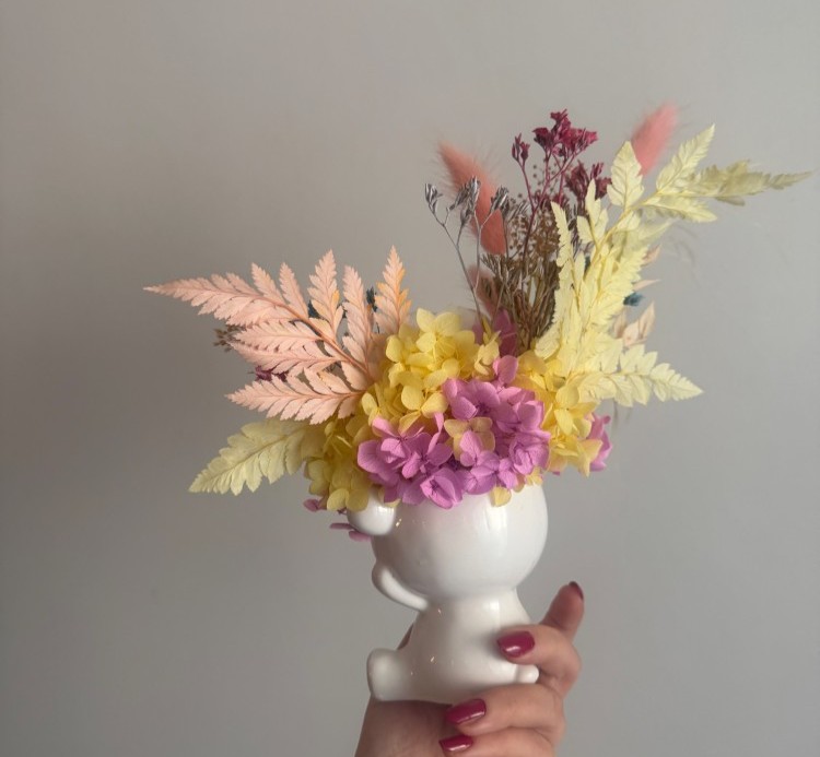 Bear Vase with Preserved Peony