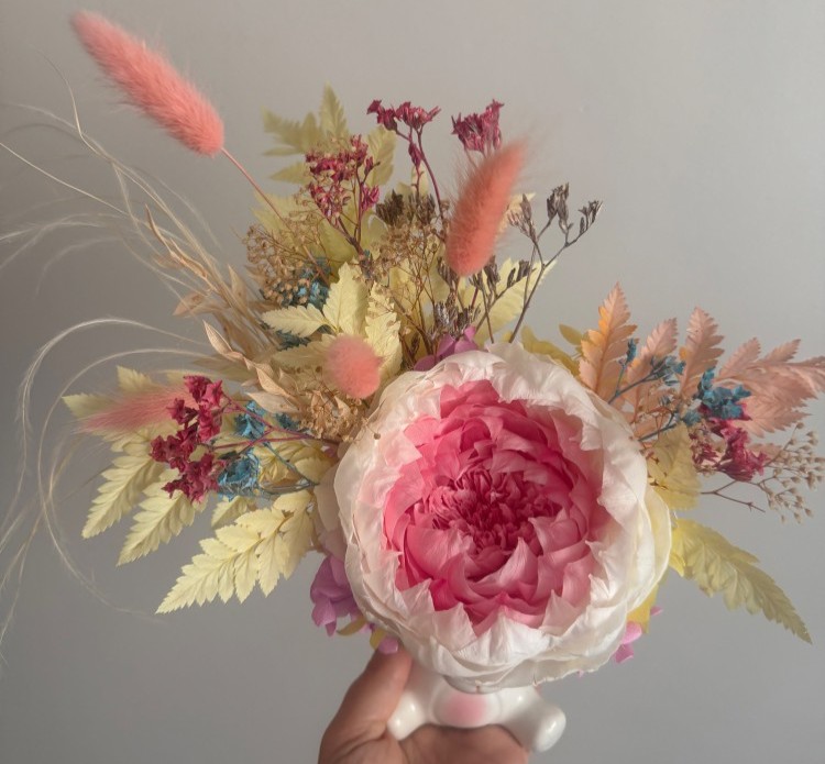 Bear Vase with Preserved Peony