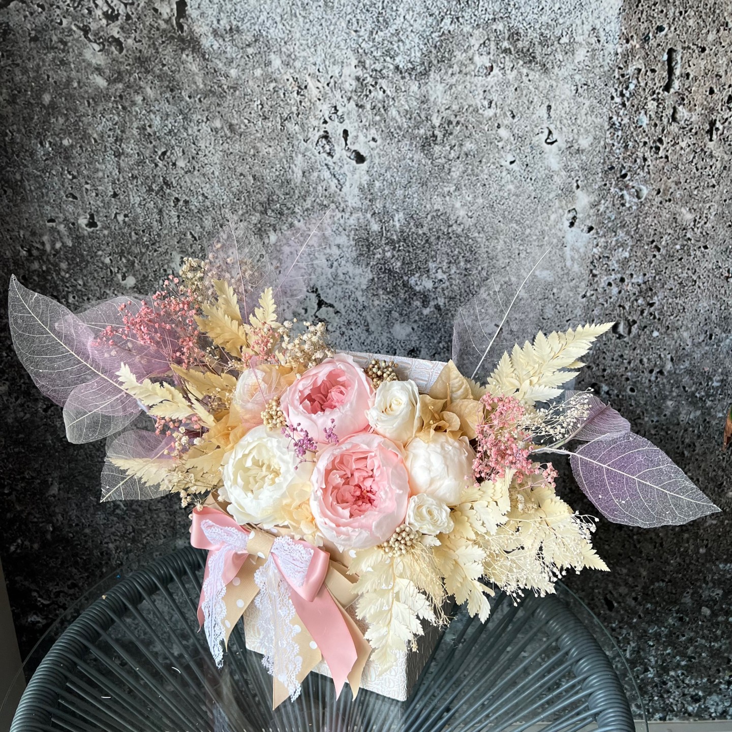 MARY Collection Pink Preserved peonies in square luxury Box MARY Collection Pink Preserved peonies in square luxury Box