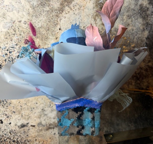 Preserved Blue Peony Bouquet With Stitch Plush 