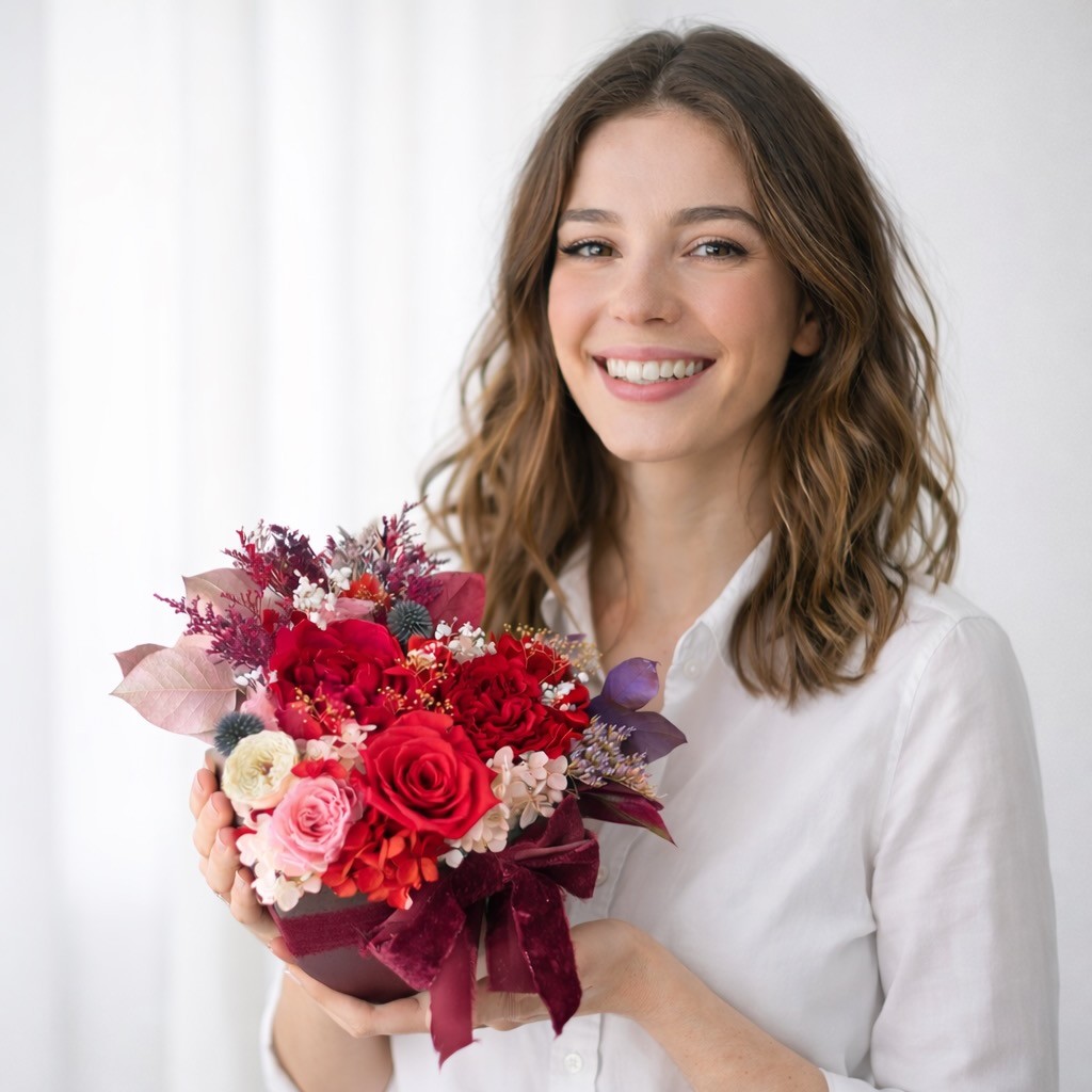 OLIVIA Collection Preserved Peony Heart Box