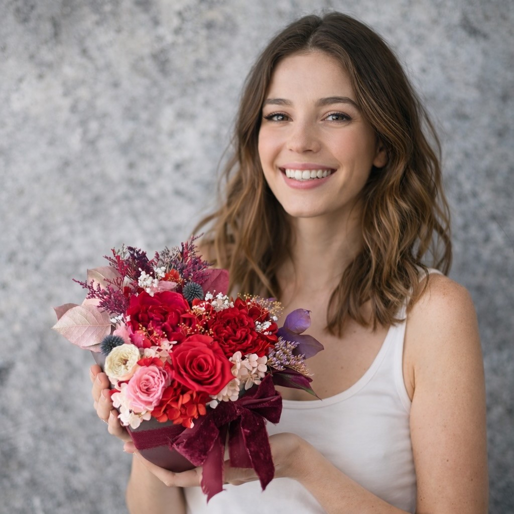 OLIVIA Collection Preserved Peony Heart Box