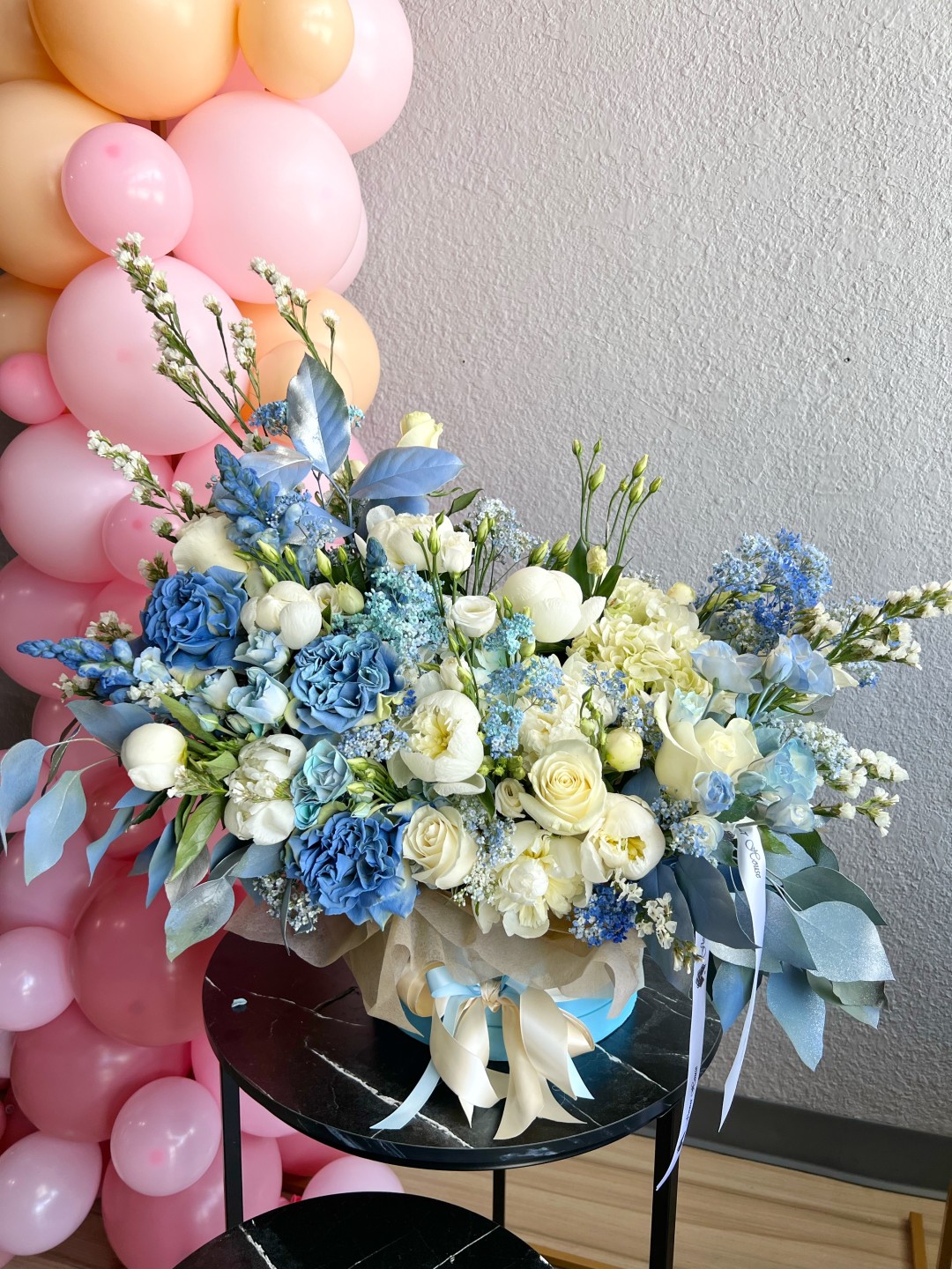 Welcome Baby Boy Flower Basket With Gift Box