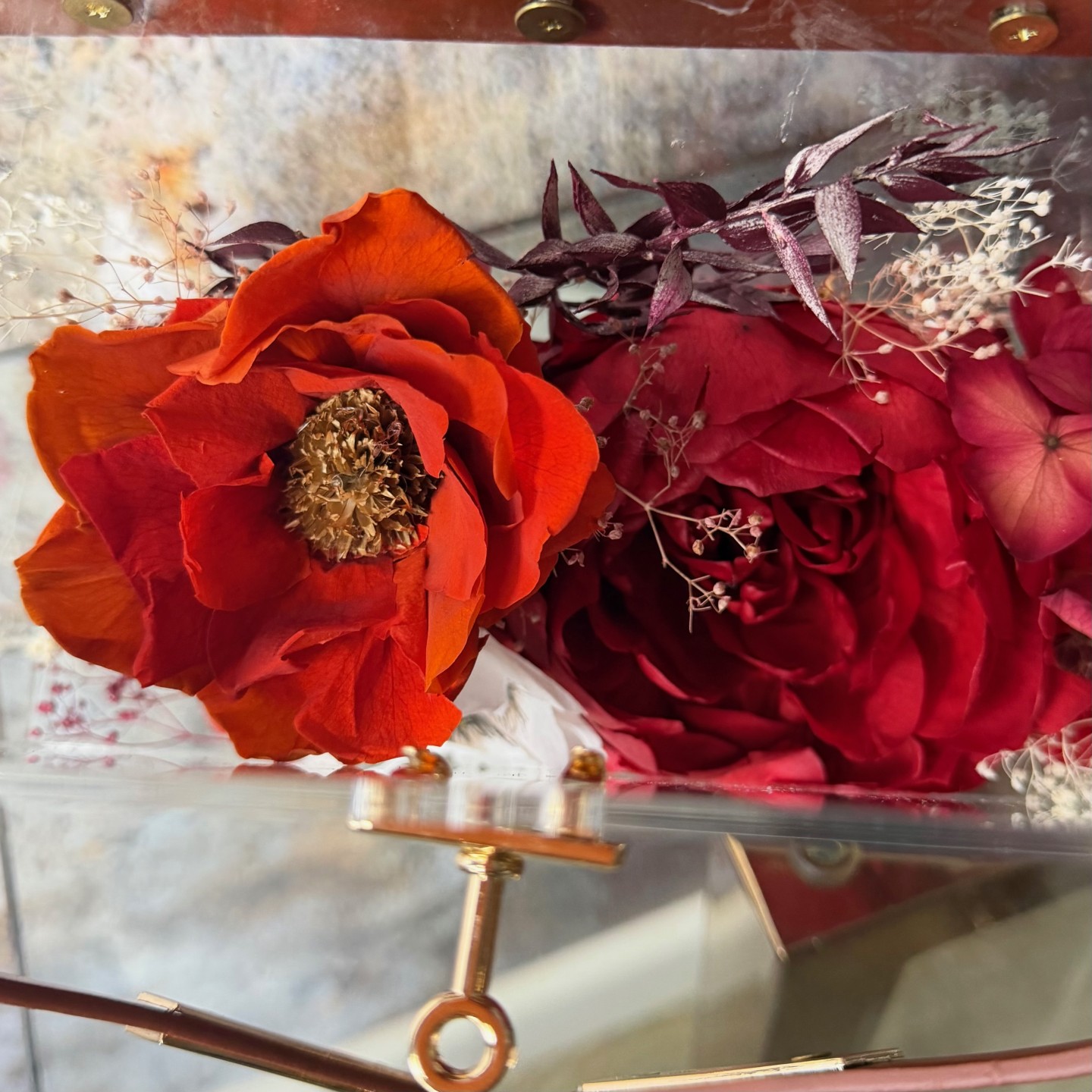 Luxury Acrylic Floral Handbag with Preserved Peony 