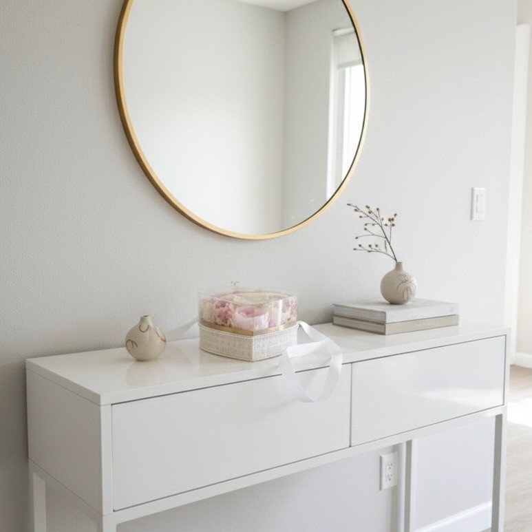 Preserved Peony Heart in Acrylic Box Preserved Peony Heart in Acrylic Box