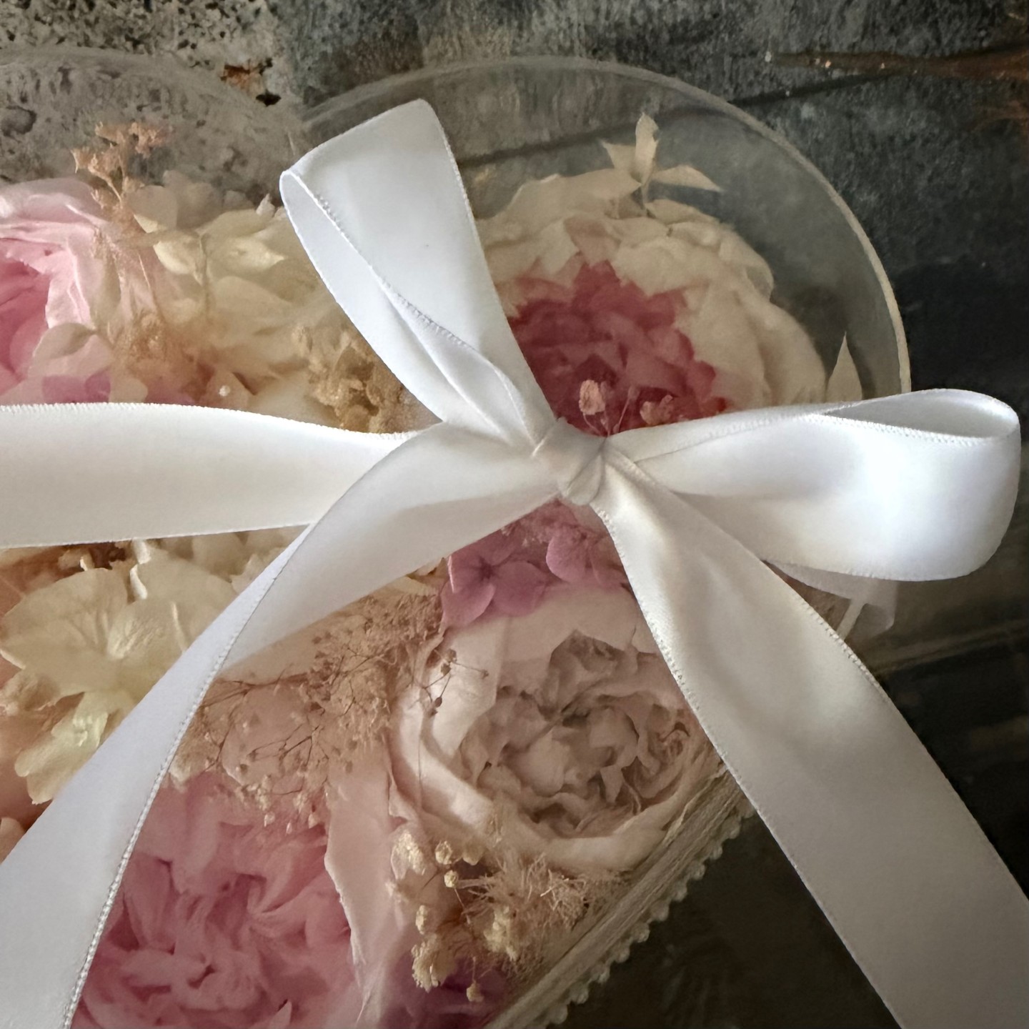 Preserved Peony Heart in Acrylic Box Preserved Peony Heart in Acrylic Box