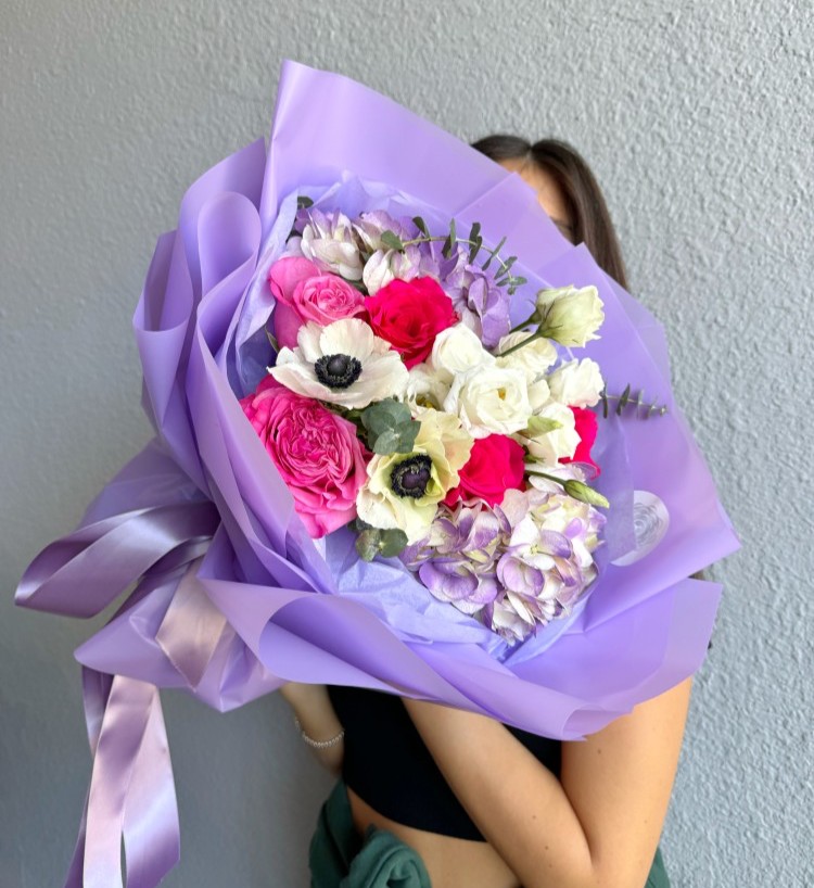 Purple Estrella Fresh Flowers Hand Tied Bouquet