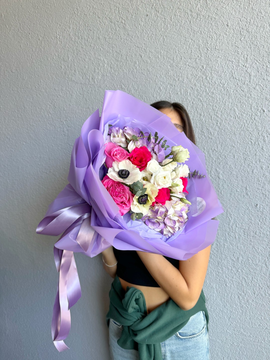 Purple Estrella Fresh Flowers Hand Tied Bouquet