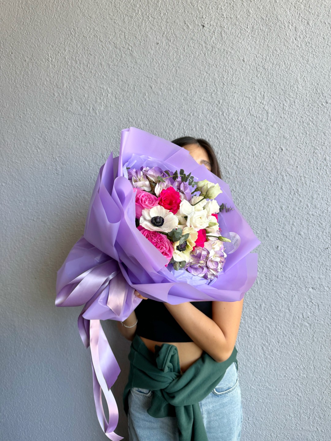 Purple Estrella Fresh Flowers Hand Tied Bouquet