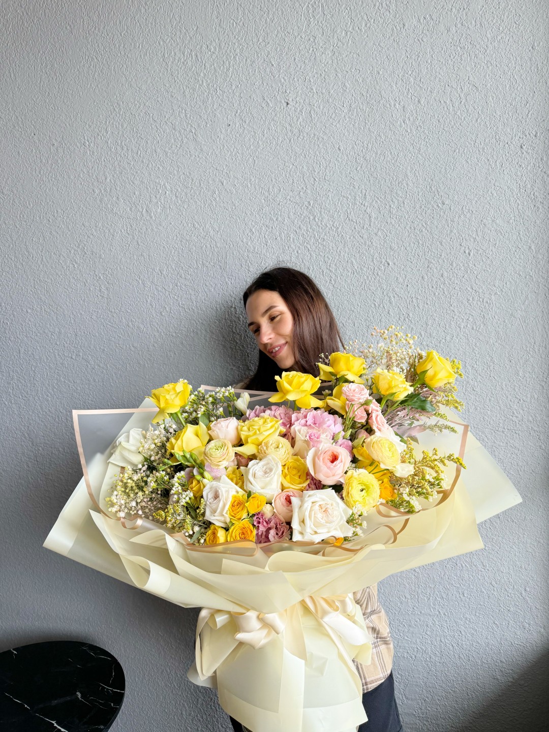 Yellow Astrid Fresh Hand Tied Flower Bouquet