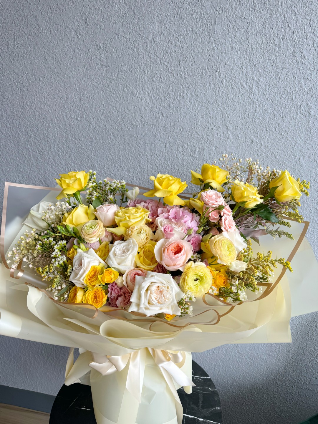 Yellow Astrid Fresh Hand Tied Flower Bouquet