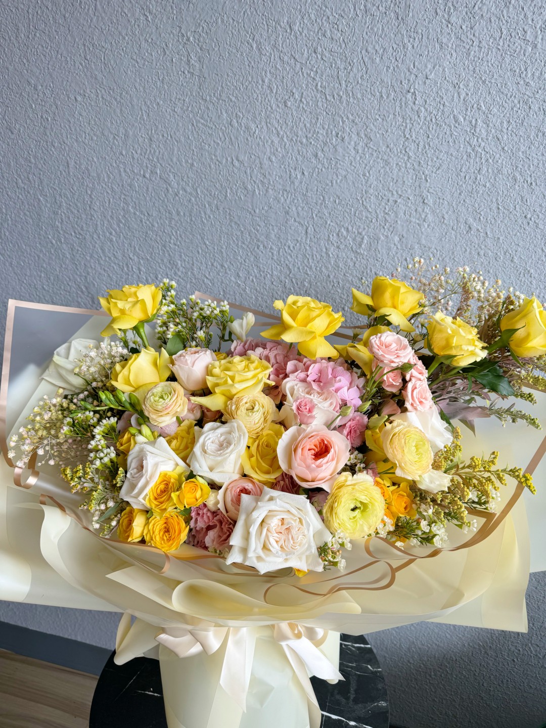 Yellow Astrid Fresh Hand Tied Flower Bouquet