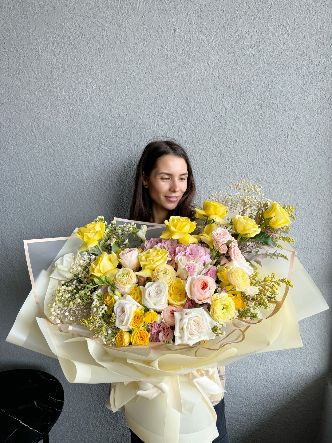 Yellow Astrid Fresh Hand Tied Flower Bouquet