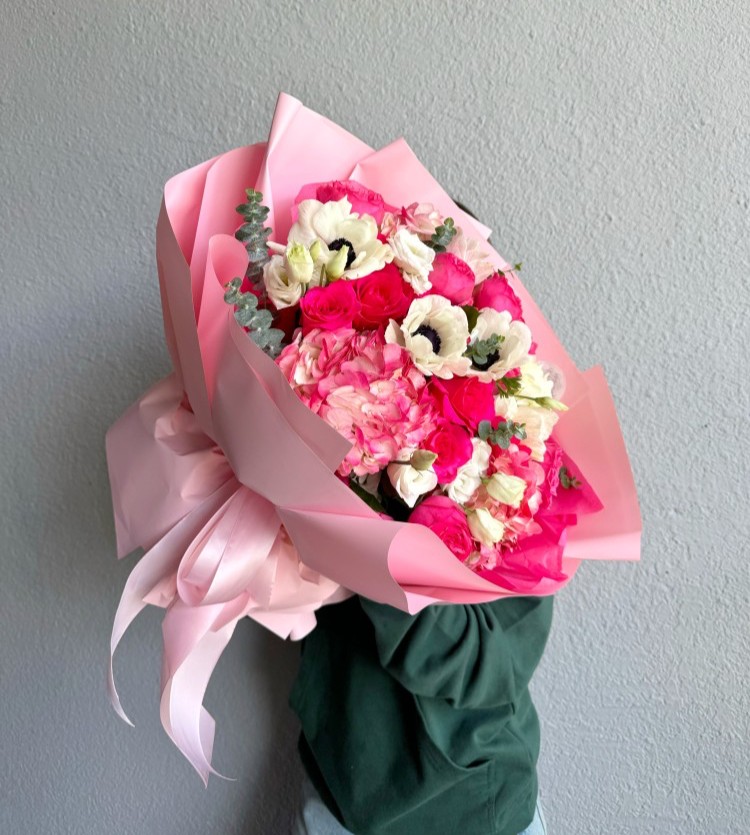 Hot Pink Estrella Fresh Flower Hand Tied Bouquet
