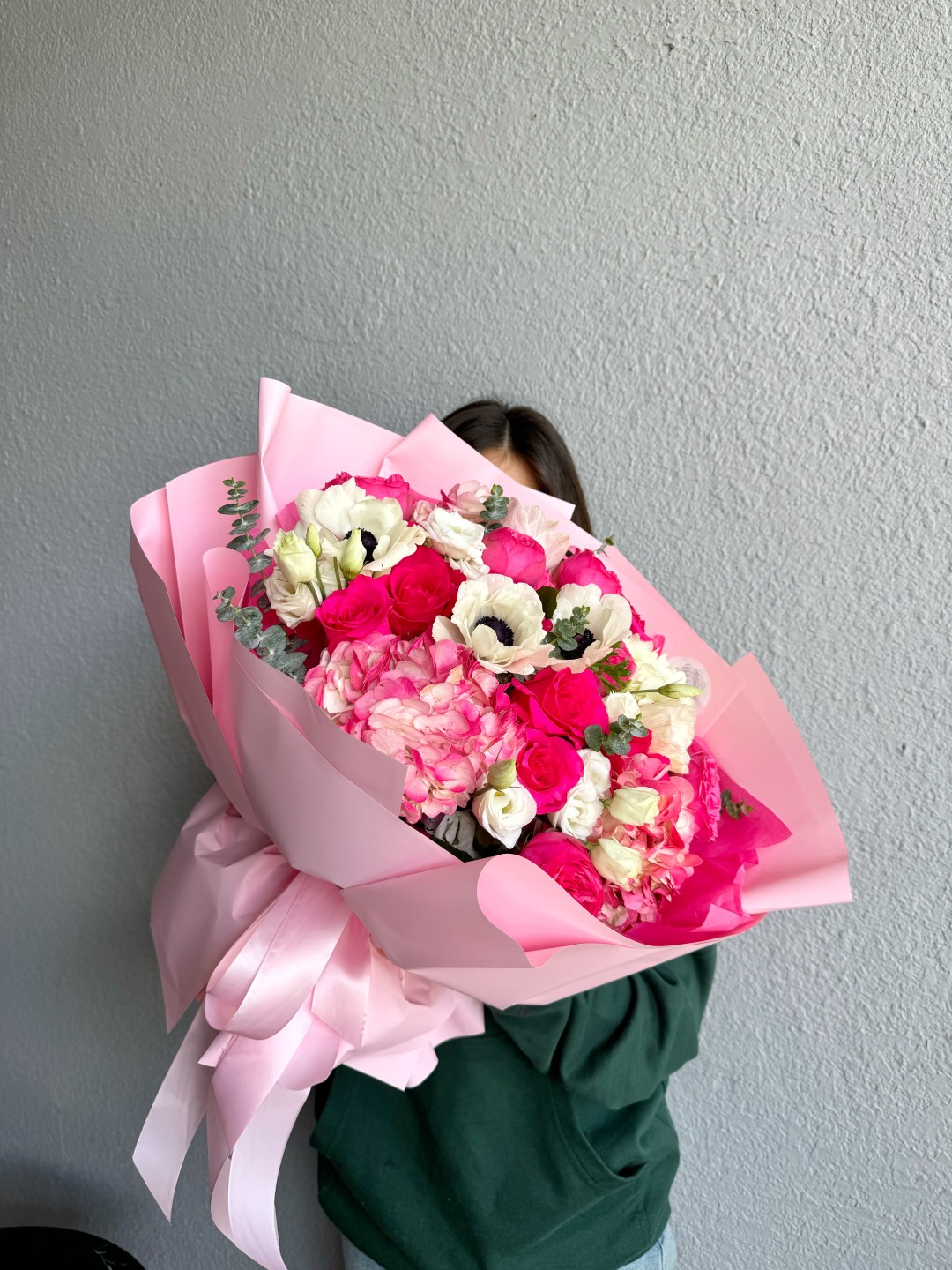 Hot Pink Estrella Fresh Flower Hand Tied Bouquet