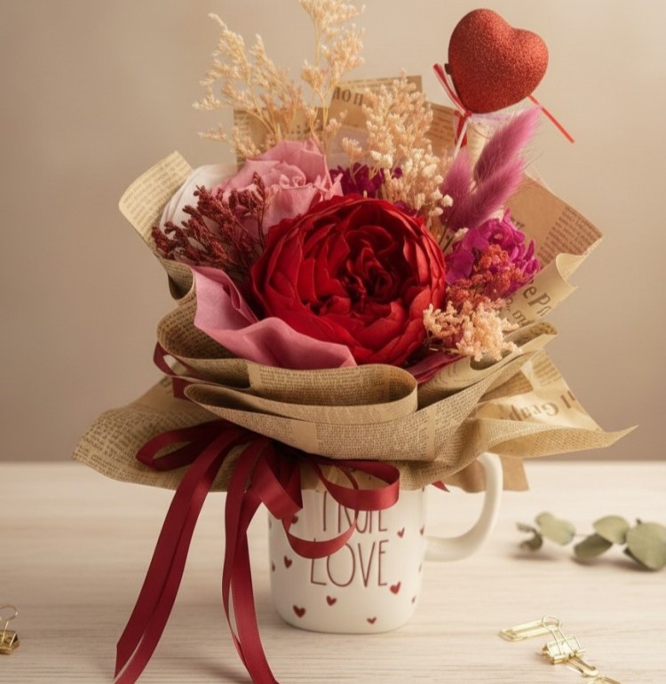 Preserved Peony Mug – Forever Flower Arrangement in “True Love” Cup Preserved Peony Mug – Forever Flower Arrangement in “True Love” Cup