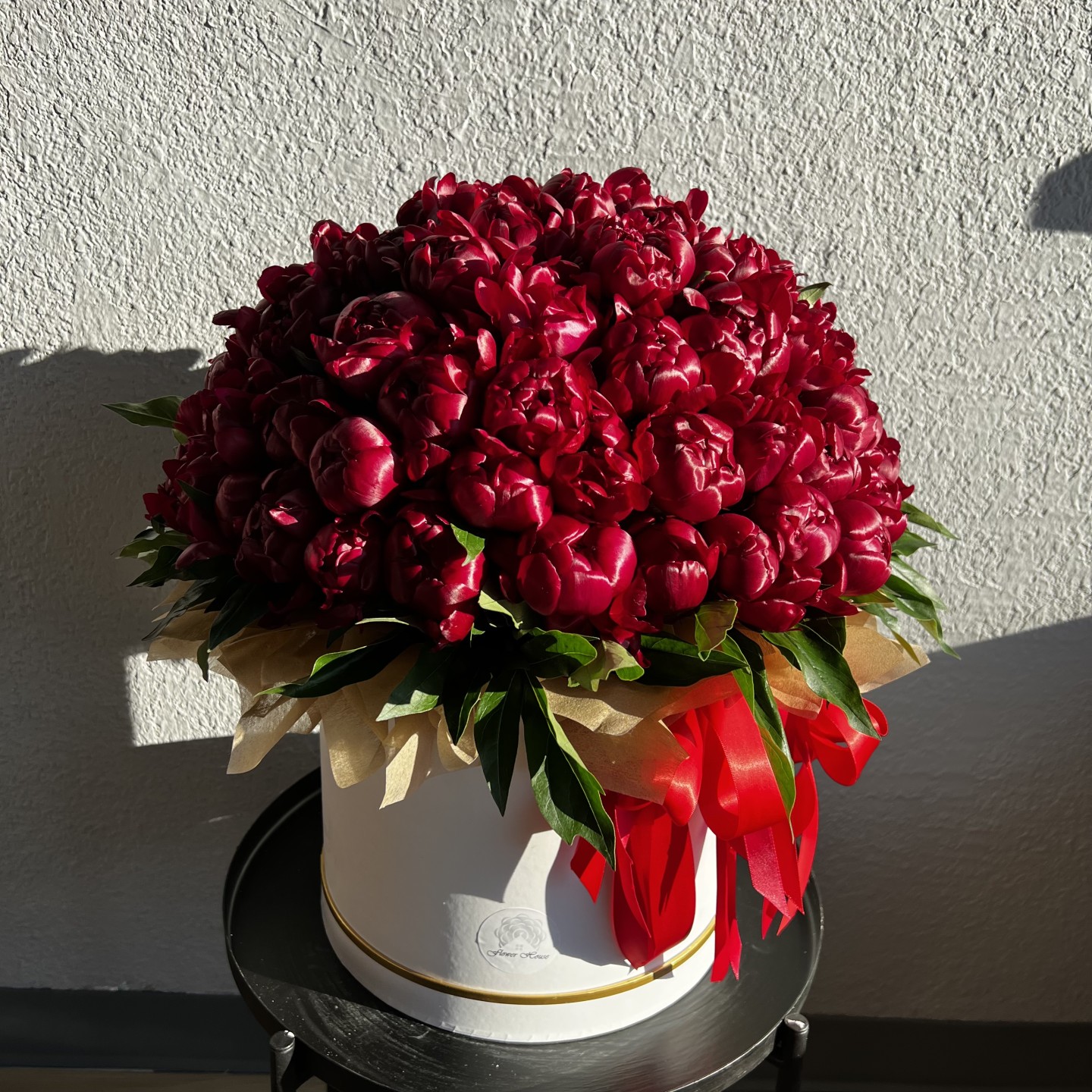 Burgundy Peonies Love Flower Box