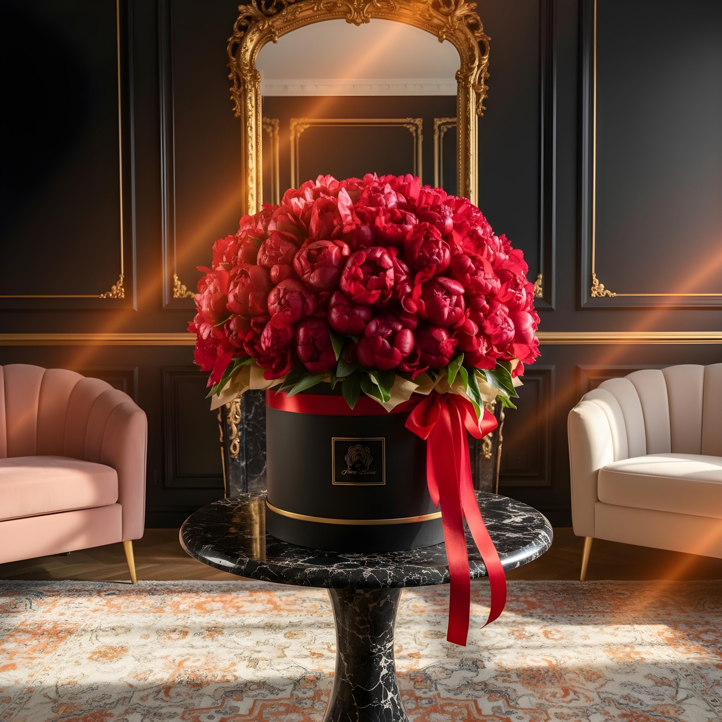 100 Burgundy Peonies Love Luxury Flower Box