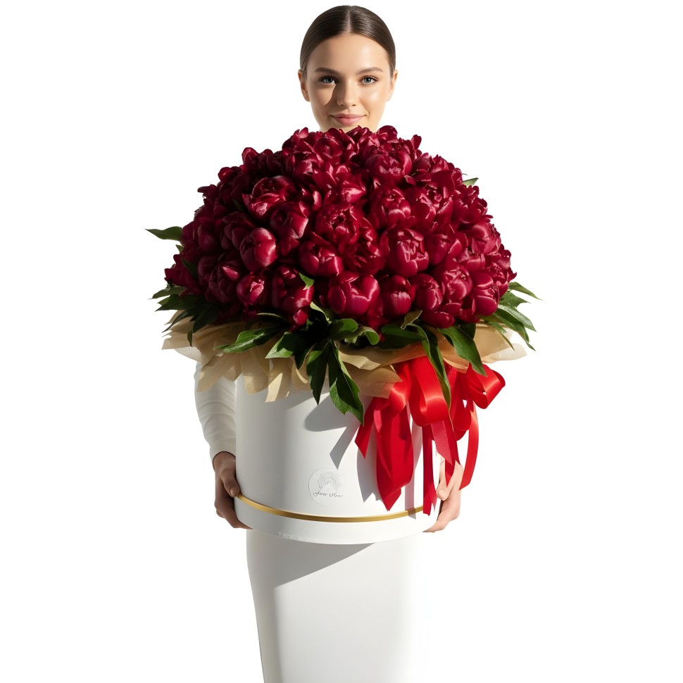 100 Burgundy Peonies Love Luxury Flower Box