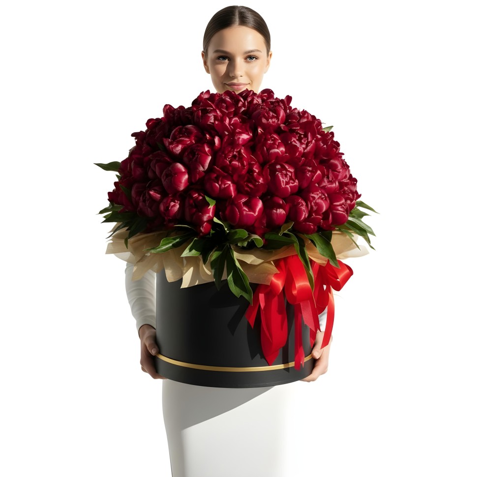 100 Burgundy Peonies Love Luxury Flower Box