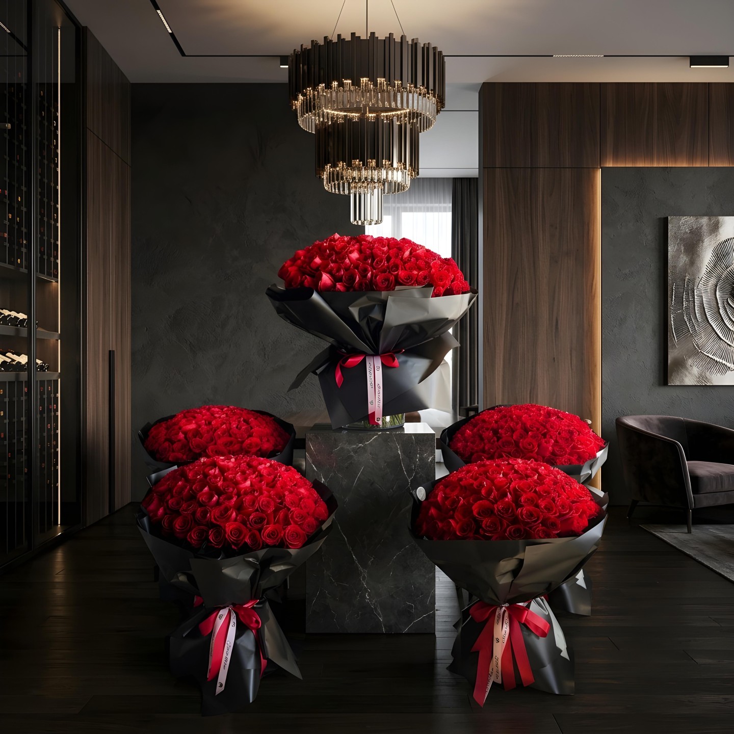 The Royal 550 Rose Collection with 5 Luxury Vases