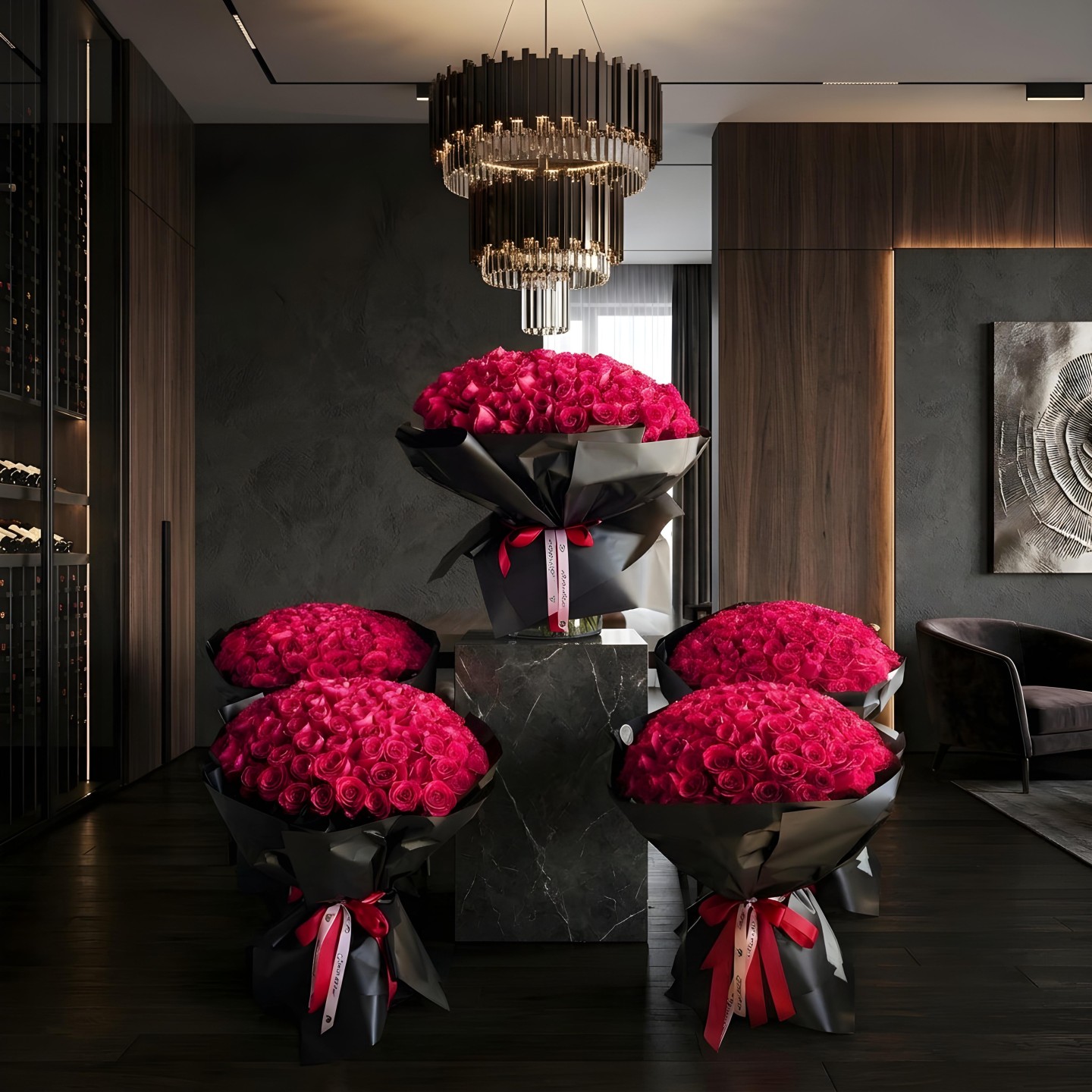 The Royal 550 Rose Collection with 5 Luxury Vases