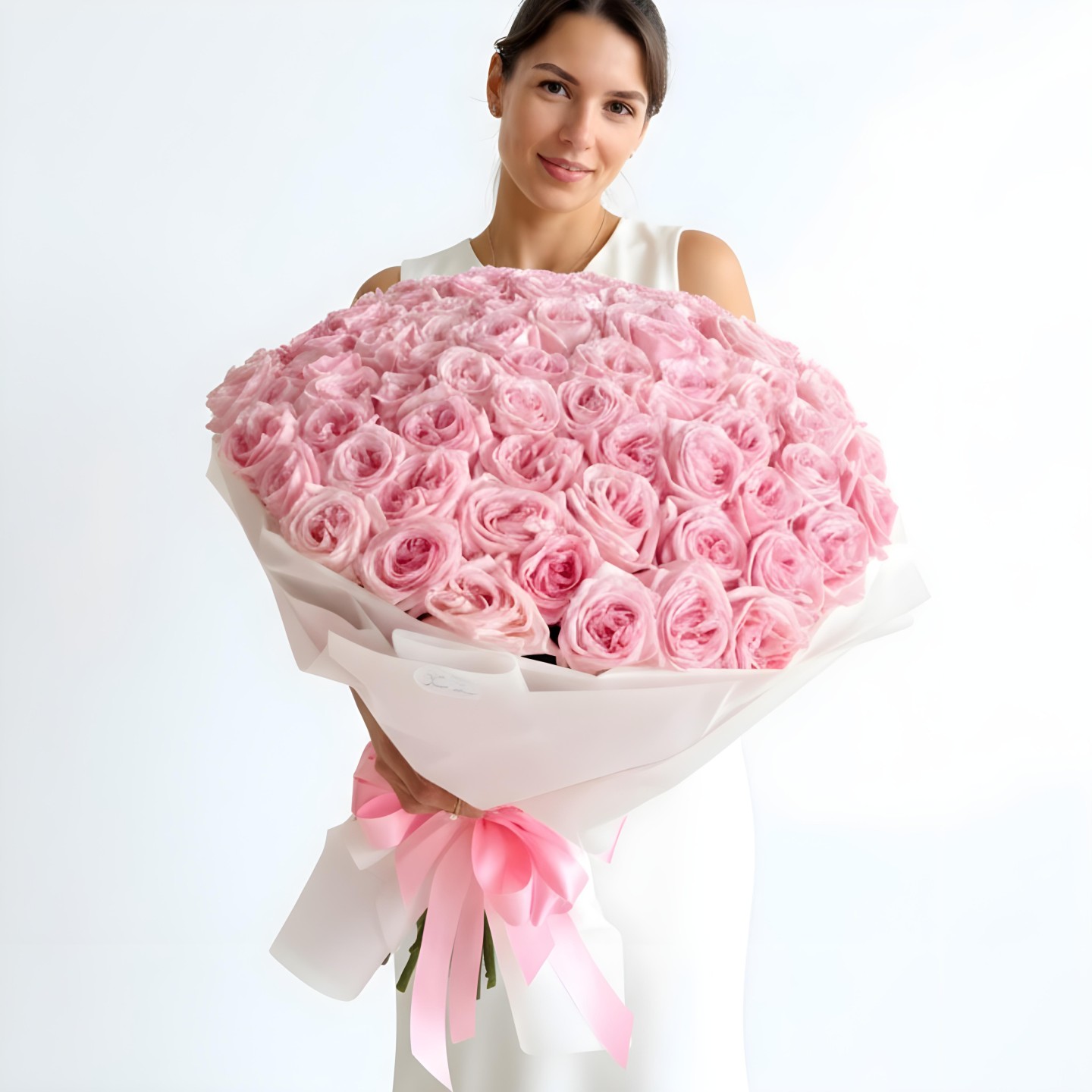 Pink O'Hara Garden Roses Hand Tied Bouquet (50, 75, 100 Stems)