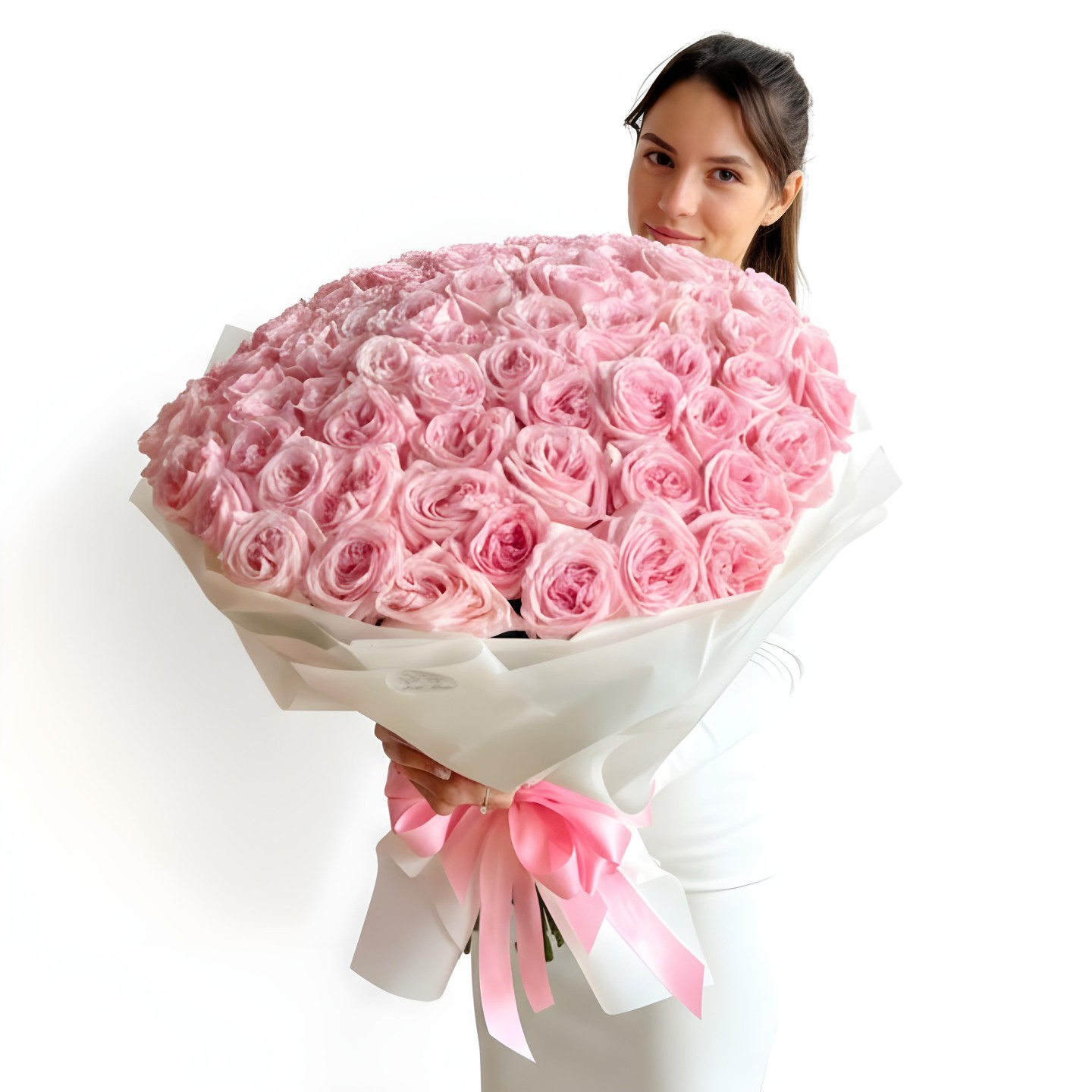 Pink O'Hara Garden Roses Hand Tied Bouquet (50, 75, 100 Stems)
