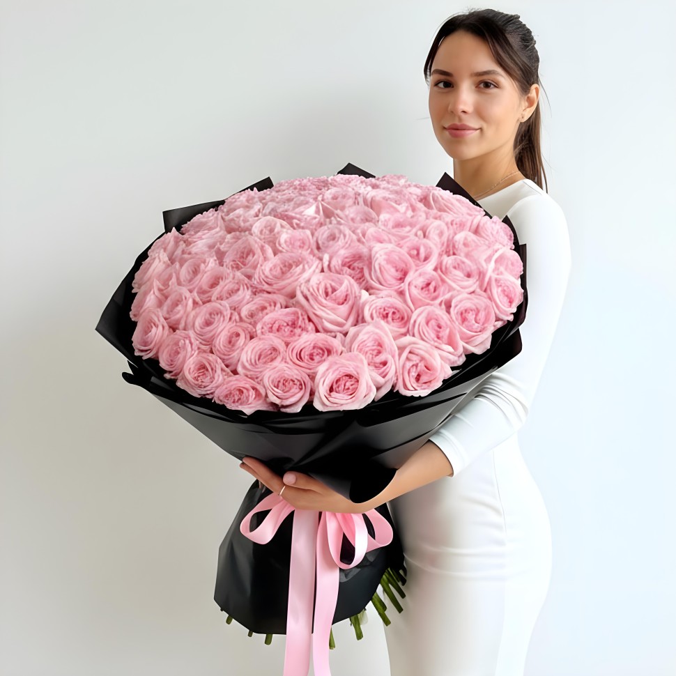 Pink O'Hara Garden Roses Hand Tied Bouquet (50, 75, 100 Stems) Pink O'Hara Garden Roses Hand Tied Bouquet (50, 75, 100 Stems)