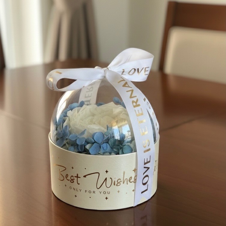 Acrylic Gift Box With Preserved Peony And Hydrangea