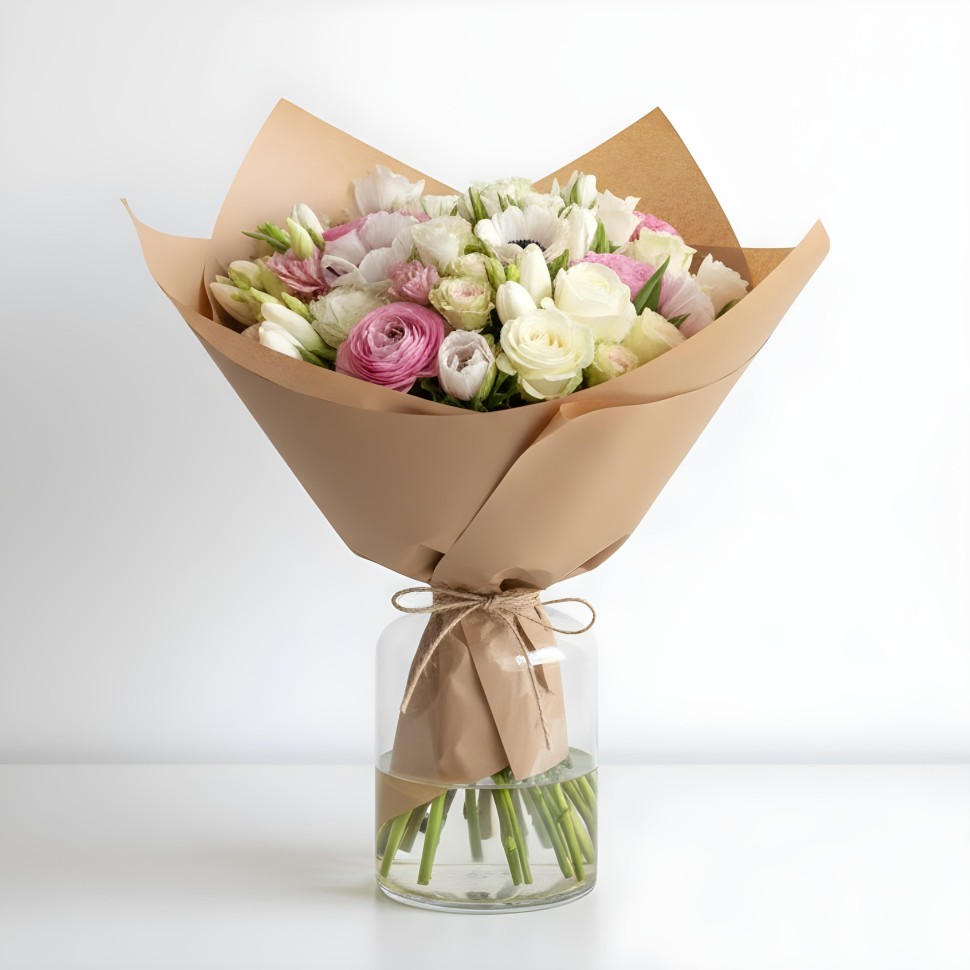 White Estrella Fresh Flowers Hand Tied Bouquet